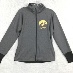 Iowa Hawkeyes Womens Jacket‎ Full Zip Gray Black Rivalry Threads Lightweight L